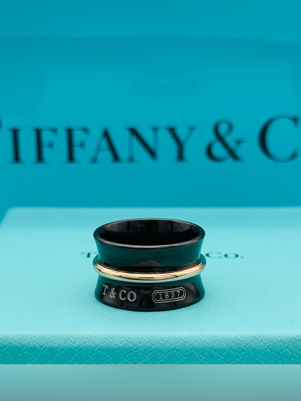 TIFFANY & CO. 1837 Wide Belt Ring Titanium & Rubedo 💖